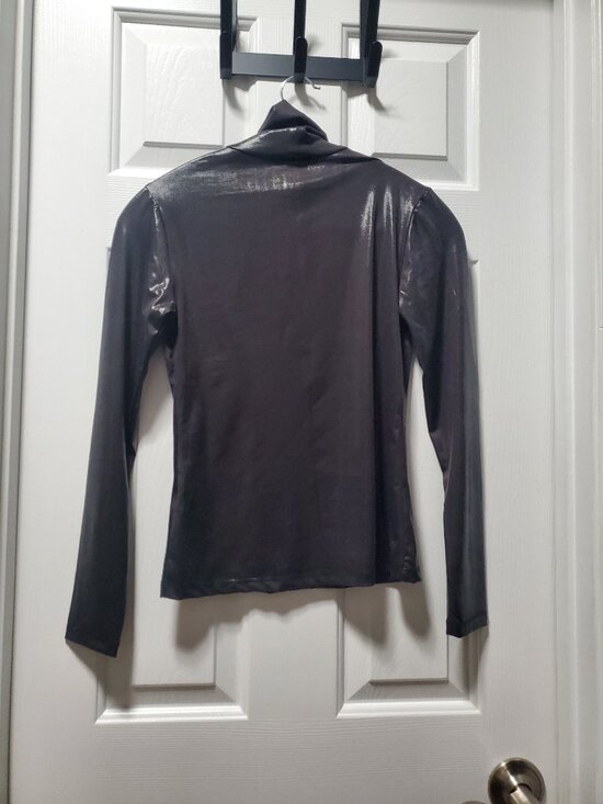 Dynamite Tessa Metallic Turtleneck Top Shiny Gunmetal | Small - Picture 3 of 7